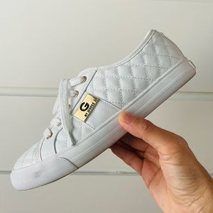 G by Guess Women's Backer2 Lace Up Leather Sneakers Shoes White 7.5